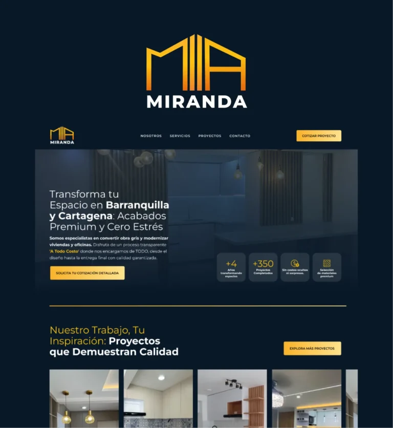 Diseño web desarrollado para Miranda Innovación