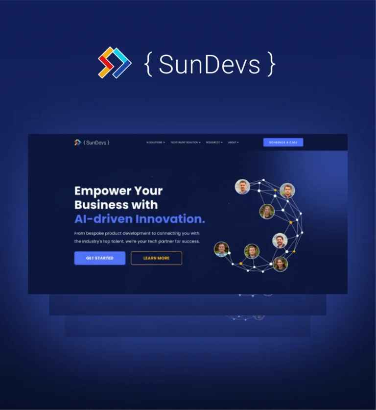 Diseño web desarrollado para SunDevs