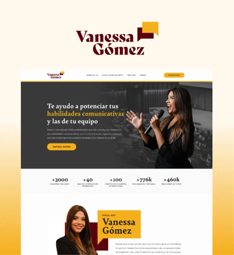 Diseño web desarrollado para Vanessa Gómez